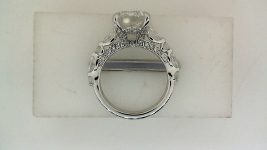 ReMARKable Designs Hidden Accent Side Stone Complete Engagement Ring in 18 Karat White Gold with 3.58ctw of Round Lab-Grown Diamonds, Clarity: VVS2, Color: F