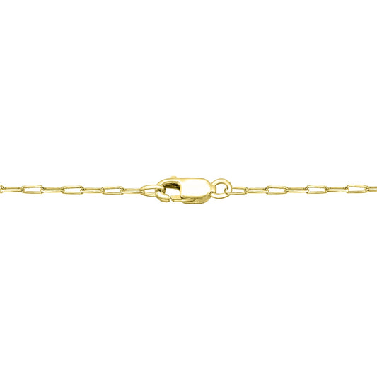 Yellow gold paperclip chain with spring ring clasp.