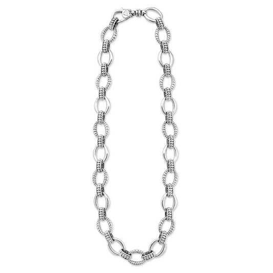 Sterling silver oval link chain necklace.