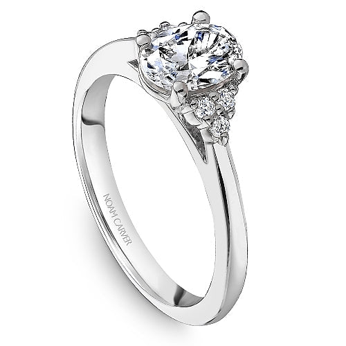 14K white gold ring with round diamonds.