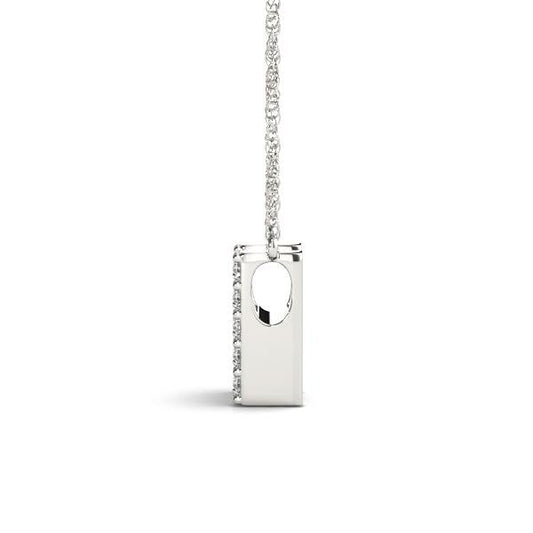 14K white gold necklace with diamonds.