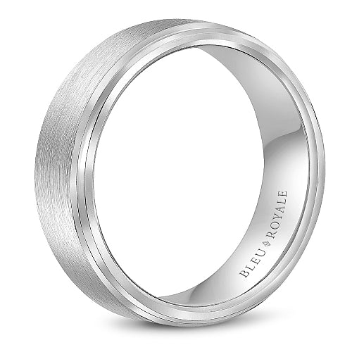14K White Gold Carved Band, Polished Satin Finish