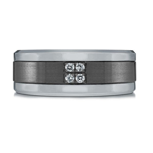 Tantalum band with four round diamonds.
