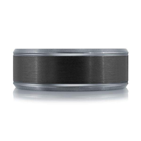 Tantalum carbon fiber black-grey carved band.