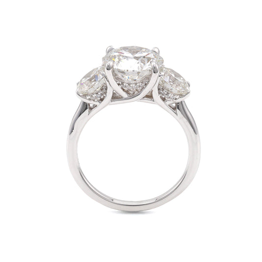 Three-stone white gold diamond ring.