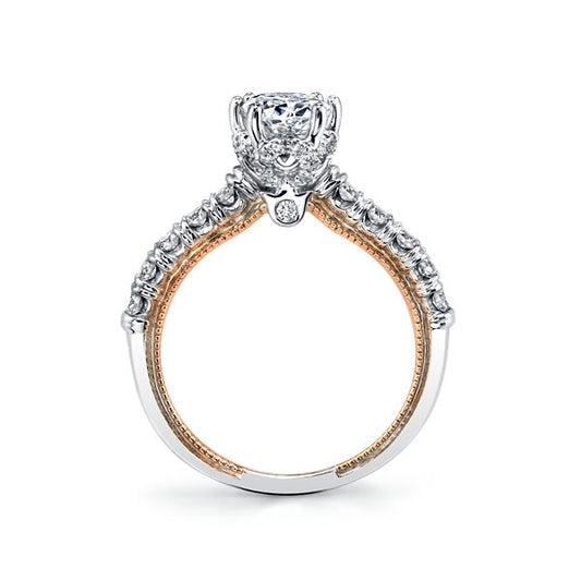14K white-rose gold diamond engagement ring.
