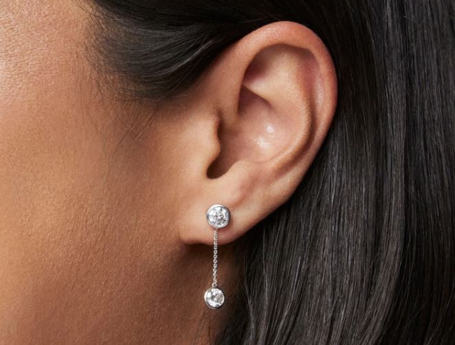 Lab-grown diamond earrings in white gold.