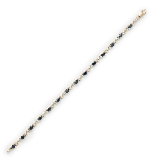 Marks Estate Department 2 Color Gemstone Bracelet in 10 Karat Yellow Gold with 14 Oval Blue Sapphires