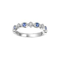 Semi-Precious Color Collection Stackable Color Gemstone Band in 10 Karat White with 4 RO Sapphires 0.17ctw