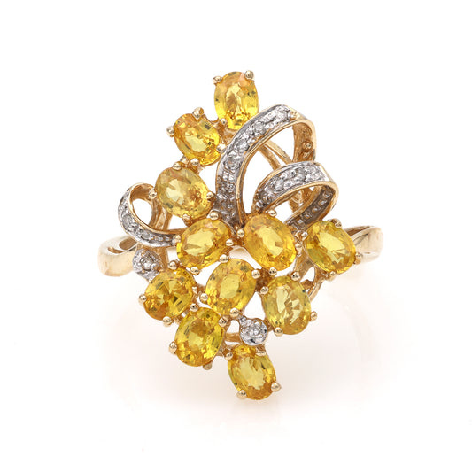 Yellow gold ring with citrines, diamonds.
