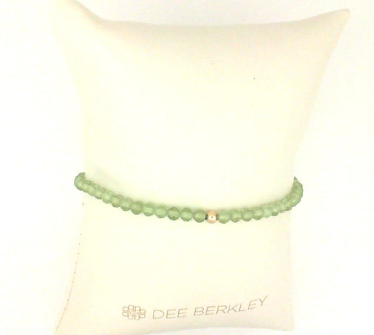 Stretch Color Gemstone Bracelet in Gold Filled Yellow Round Peridot