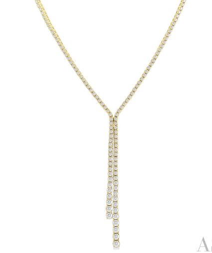 Natural Diamond Necklace in 14 Karat Yellow with 2.99ctw Round Diamonds