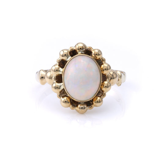 ReMARKable Estate Color Gemstone Ring in 14 Karat Yellow Gold with 1 Cabochon Opal 10.42mm