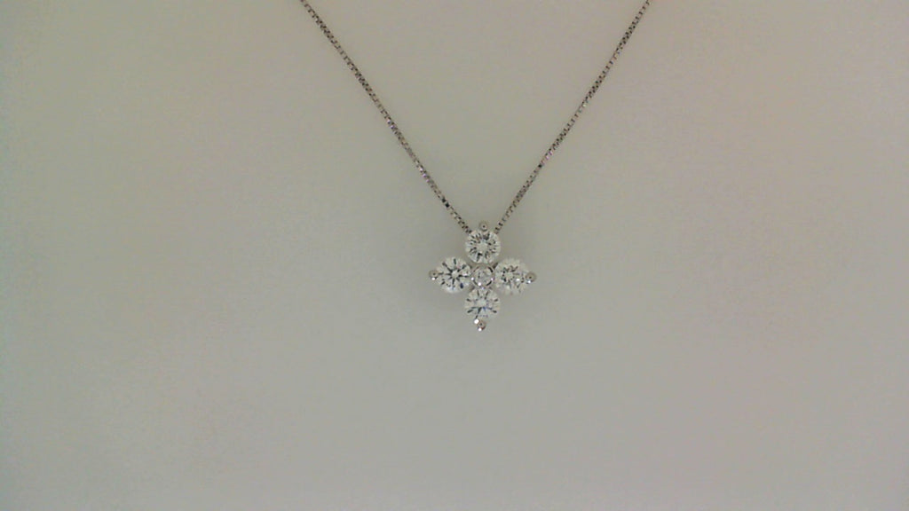Lab-grown diamond cross necklace in white gold.