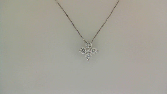 Lab-grown diamond cross necklace in white gold.