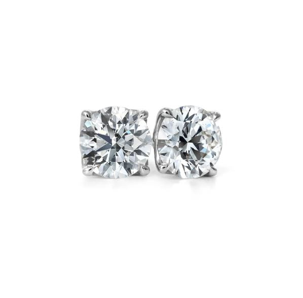 Round lab-grown diamond studs in white gold.