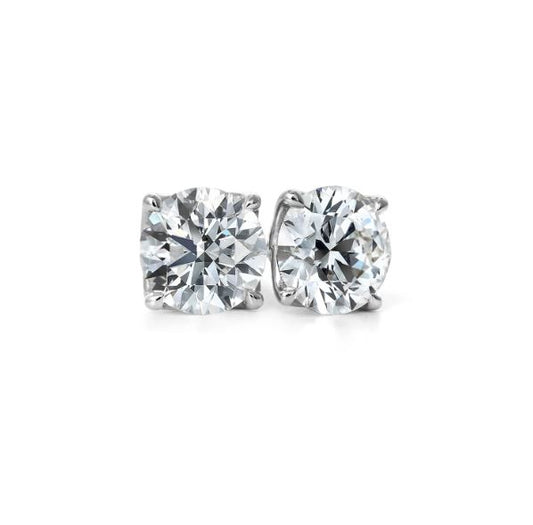 Round lab-grown diamond studs in white gold.