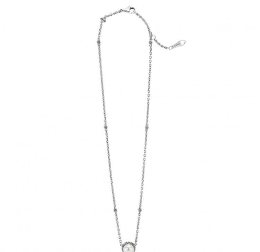LAGOS Luna Collection Freshwater Pearl Color Gemstone Necklace in Sterling Silver with 1 Round Pearl