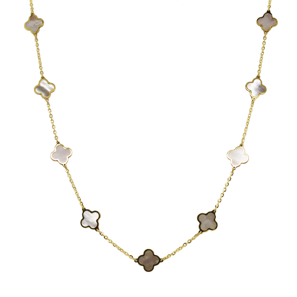 Clover-shaped mother of pearl necklace.