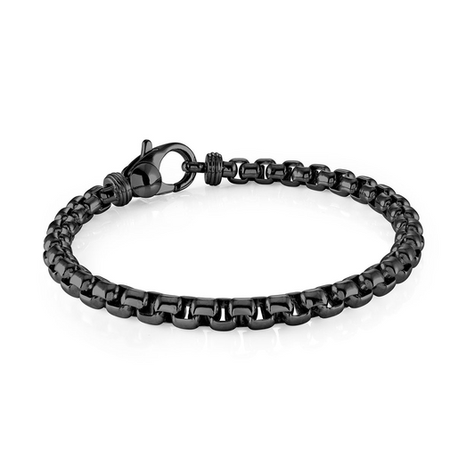 Box Bracelet (No Stones) in Stainless Steel Black