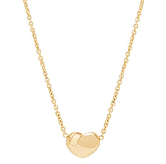 14K yellow gold heart necklace, no stones.