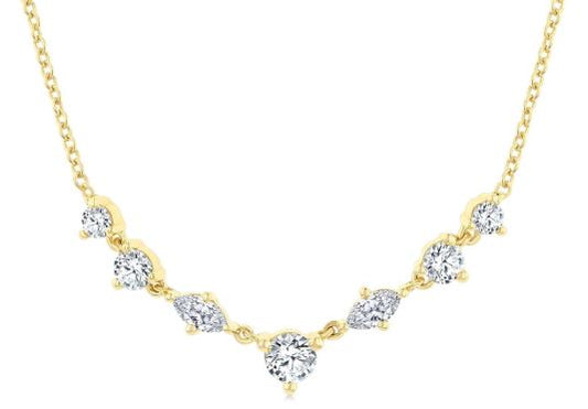 ReMARKable Designs Natural Diamond Necklace in 14 Karat Yellow Gold with 0.51ctw Various Shapes Diamonds