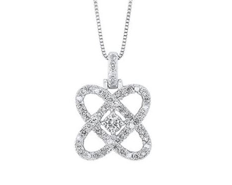 Marks 89 Natural Diamond Necklace in Sterling Silver White with 0.24ctw Round Diamonds