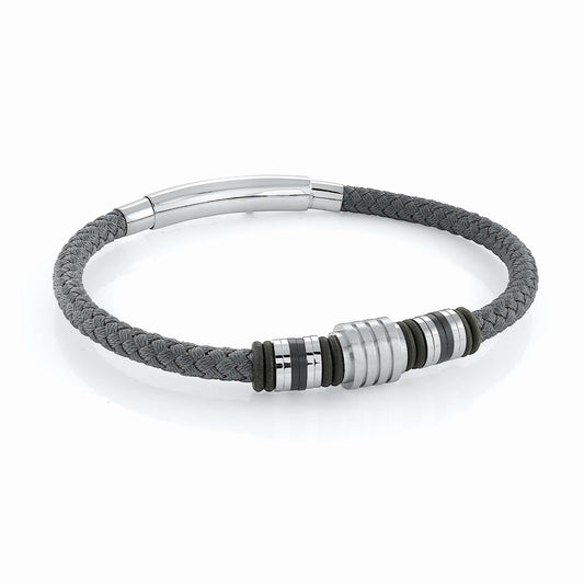Braid Bracelet (No Stones) in Stainless Steel Black - Grey
