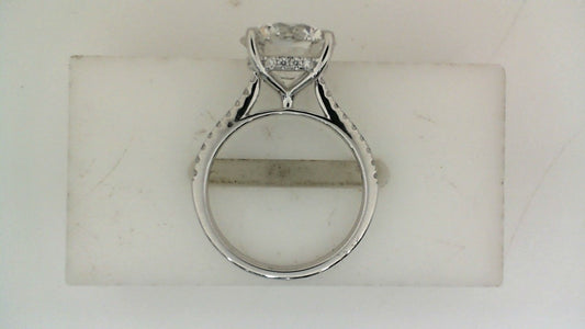 Hidden Accent Side Stone Lab-Grown Diamond Complete Engagement Ring in 14 Karat White with 1 Round Lab Grown Diamond, Color: G, Clarity: VS1, totaling 4.05ctw