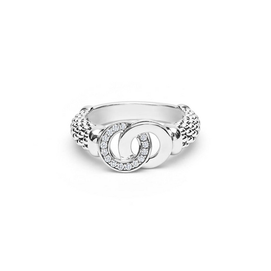 LAGOS Signature Caviar Collection Natural Diamond Ring in Sterling Silver with 0.10ctw G/H SI1-SI2 Round Diamonds