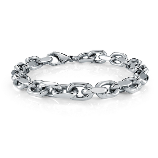 Cable Link Bracelet (No Stones) in Stainless Steel White