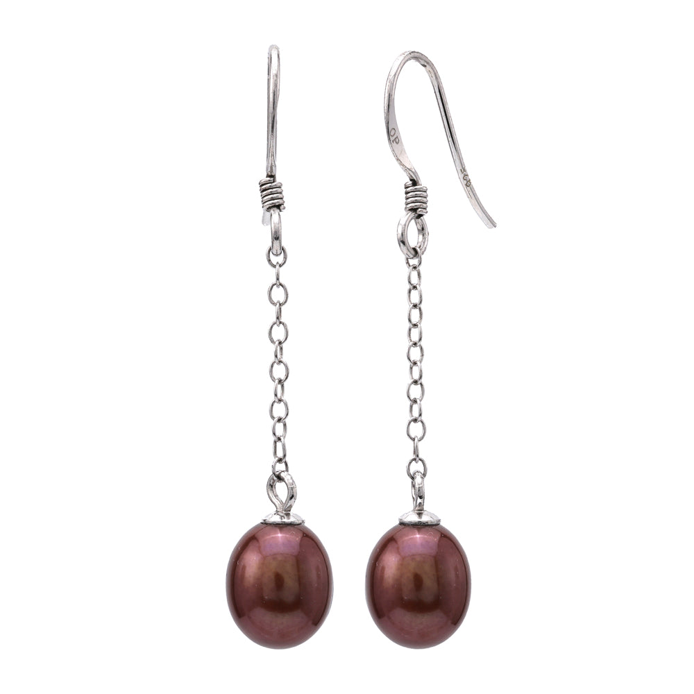 Sterling silver earrings with Akoya pearls.