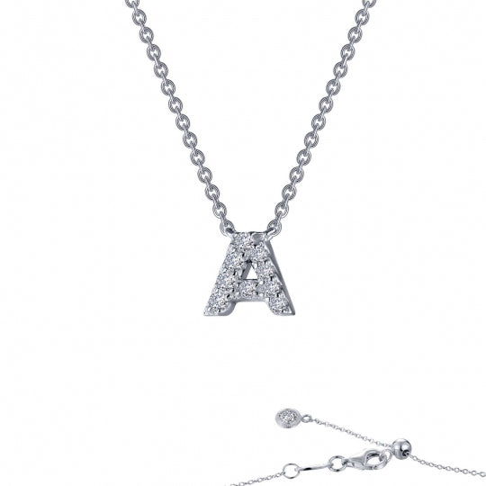 Initial Simulated Diamond Necklace in Platinum Bonded Sterling Silver 0.36ctw