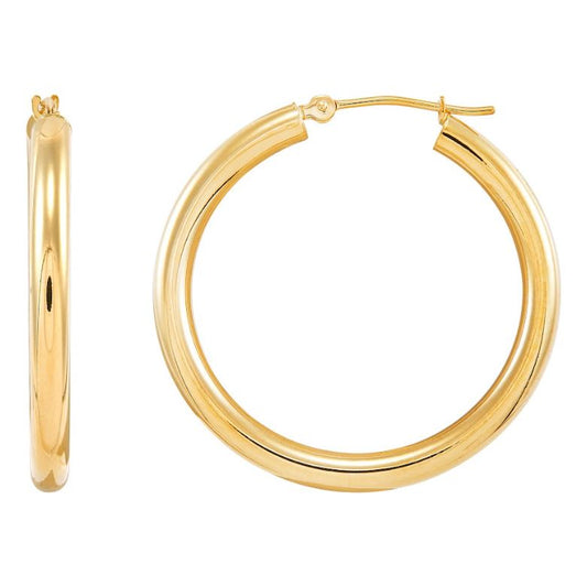 ARMADANI Medium Hoop Earrings (No Stones) in 14 Karat Yellow Gold