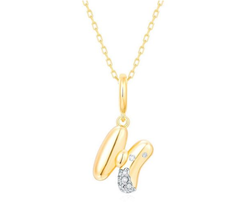 14k yellow gold necklace with round diamonds.