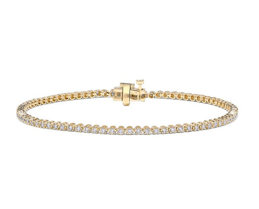 14K yellow gold diamond tennis bracelet.
