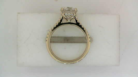 Hidden Accent Side Stone Lab-Grown Diamond Complete Engagement Ring in 14 Karat Yellow with 1 Round Lab Grown Diamond, Color: G, Clarity: VS1, totaling 2.00ctw