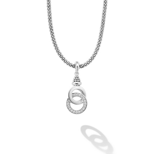 Sterling silver necklace with diamond circles.