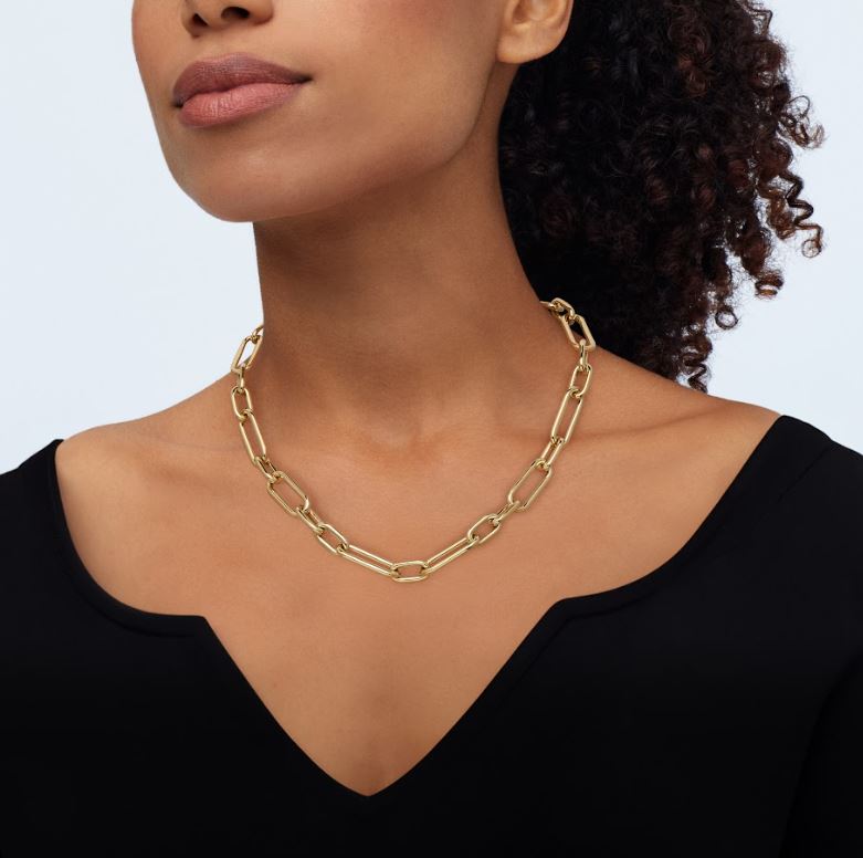 14K yellow gold paperclip necklace.