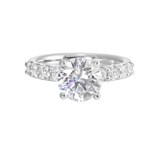 Marks 89 Side Stone Natural Diamond Semi-Mount Engagement Ring in 14 Karat White with 8 Round Diamonds, totaling 0.60ctw