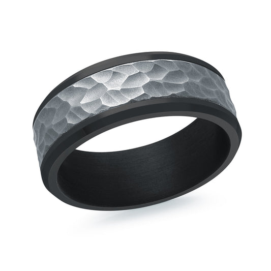 Carved Band (No Stones) in Tantalum Black - Grey 8MM