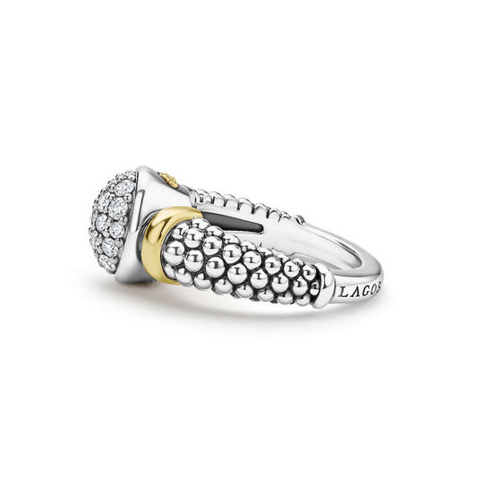Sterling silver ring with diamond cluster.