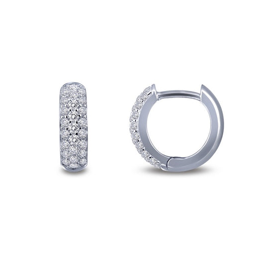 Huggie Simulated Diamond Earrings in Platinum Bonded Sterling Silver 0.75ctw