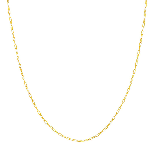 Yellow gold paperclip chain necklace.