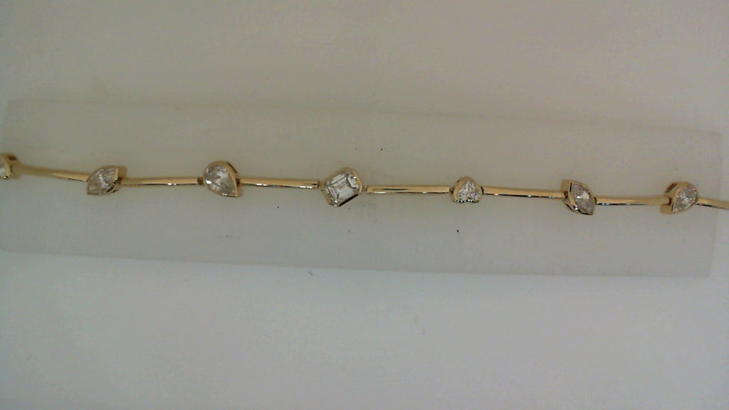 14K yellow gold bracelet with various diamonds.