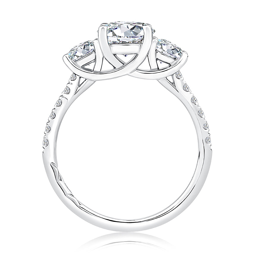 3-Stone Diamond Accent Mined Diamond Engagement Ri