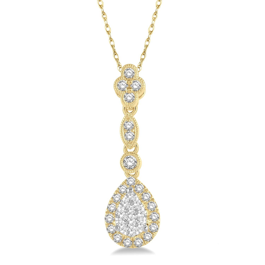 Lovebright Collection Natural Diamond Necklace in 14 Karat Yellow with 0.38ctw I/J I1 Round Diamonds