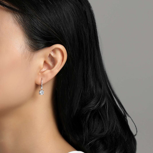 Simulated diamond earrings, platinum bonded silver.