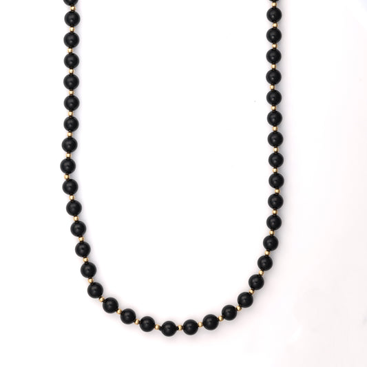 Black Onyx necklace with gold accents.