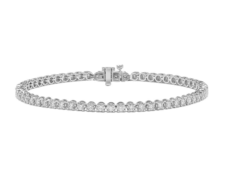14K white gold diamond tennis bracelet.
